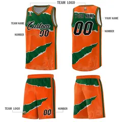 Orange Green-Black Tear Graffiti Sports Basketball Jersey 5