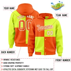 Orange Green Color Block Varsity Letterman Jacket Hoodie 4