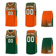Orange Green Dot Pattern Reversible Gradient Basketball Jersey Kits 2