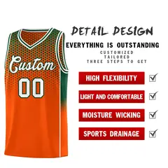 Orange Green Dot Pattern Reversible Gradient Basketball Jersey Kits 3
