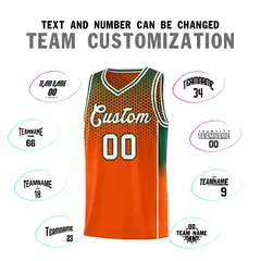 Orange Green Dot Pattern Reversible Gradient Basketball Jersey Kits 4