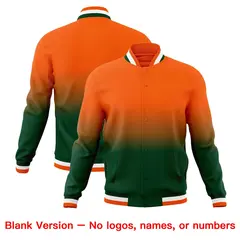 Orange Green Gradient Full-Snap Varsity Letterman Jacket 7