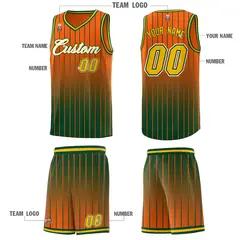 Orange Green Gradient Stripe Fashion Basketball Jersey 5
