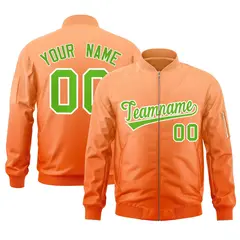 Orange Green Gradient Varsity Letterman Bomber Jacket