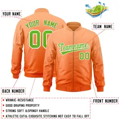 Orange Green Gradient Varsity Letterman Bomber Jacket 2