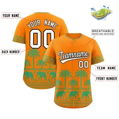 Orange Green Graffiti Pattern Bossinia Style Baseball Jersey 2