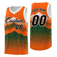 Orange Green Mountain Fade Gradient Basketball Jersey 1