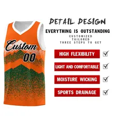 Orange Green Mountain Fade Gradient Basketball Jersey 2