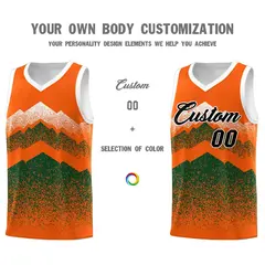 Orange Green Mountain Fade Gradient Basketball Jersey 3