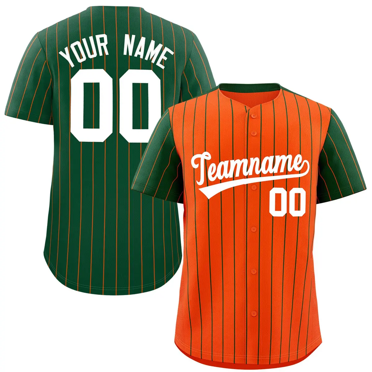 Orange Green Pinstripe Raglan Baseball Jersey