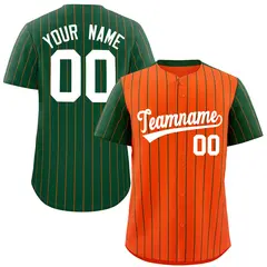 Orange Green Pinstripe Raglan Baseball Jersey 1