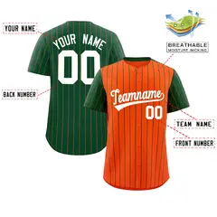 Orange Green Pinstripe Raglan Baseball Jersey 2