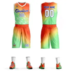 Orange Green-Royal Gradient Slash Basketball Jersey