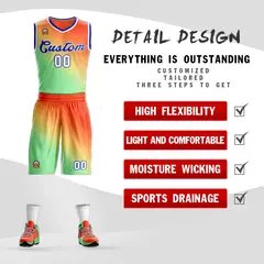 Orange Green-Royal Gradient Slash Basketball Jersey 2