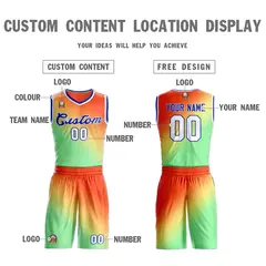 Orange Green-Royal Gradient Slash Basketball Jersey 3