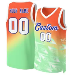 Orange Green-Royal Gradient Slash Fashion Basketball Jersey 1