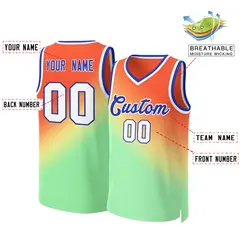 Orange Green-Royal Gradient Slash Fashion Basketball Jersey 2