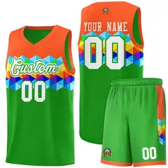 Orange Green-White Colorful Basketball Jersey Sets