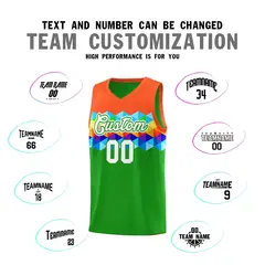 Orange Green-White Colorful Basketball Jersey Sets 3