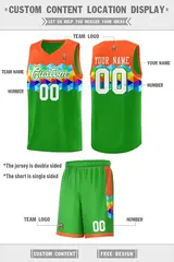 Orange Green-White Colorful Basketball Jersey Sets 4