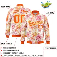 Orange Hawaii Full-Zip Letterman Varsity Bomber Jacket 2