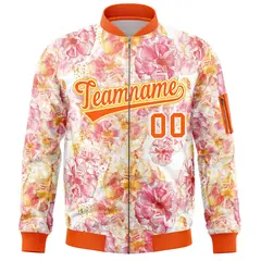 Orange Hawaii Full-Zip Letterman Varsity Bomber Jacket 3