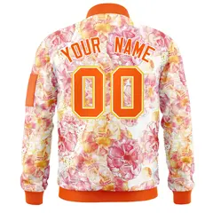 Orange Hawaii Full-Zip Letterman Varsity Bomber Jacket 4
