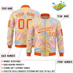 Orange Hawaii Full-Zip Letterman Varsity Bomber Jacket 2