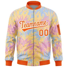 Orange Hawaii Full-Zip Letterman Varsity Bomber Jacket 3