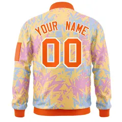 Orange Hawaii Full-Zip Letterman Varsity Bomber Jacket 4