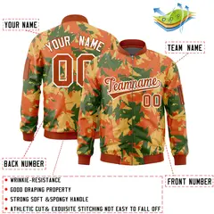 Orange Hawaii Full-Zip Letterman Varsity Bomber Jacket 2