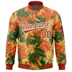 Orange Hawaii Full-Zip Letterman Varsity Bomber Jacket 3