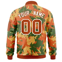 Orange Hawaii Full-Zip Letterman Varsity Bomber Jacket 4