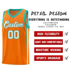 Orange Honeycomb Pattern Basketball Uniform Jersey 2