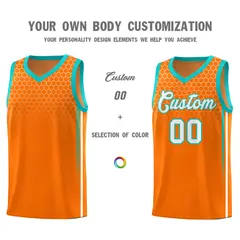 Orange Honeycomb Pattern Basketball Uniform Jersey 3