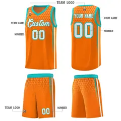 Orange Honeycomb Pattern Basketball Uniform Jersey 5
