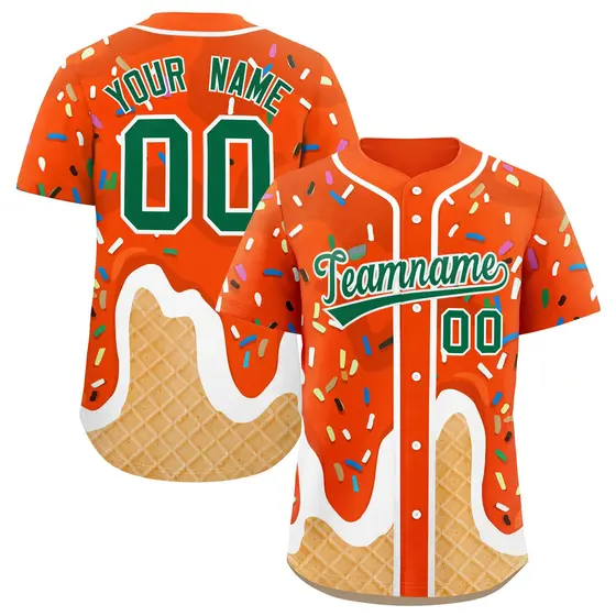 Orange Ice Cream Cone Graffiti Fashion Baseball Jersey