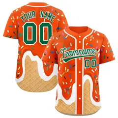 Orange Ice Cream Cone Graffiti Fashion Baseball Jersey 1