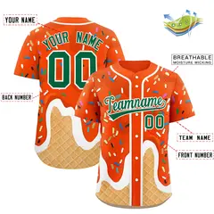 Orange Ice Cream Cone Graffiti Fashion Baseball Jersey 2