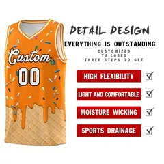 Orange Ice Cream Element Pattern Basketball Kits 2