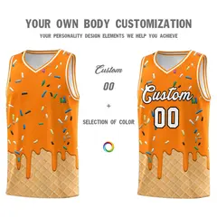 Orange Ice Cream Element Pattern Basketball Kits 3