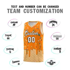 Orange Ice Cream Element Pattern Basketball Kits 4