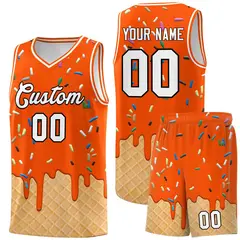 Orange Ice Cream Element Pattern Basketball Kits