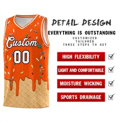 Orange Ice Cream Element Pattern Basketball Kits 2