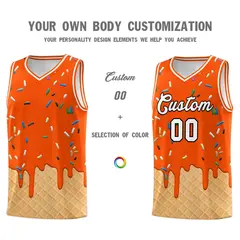 Orange Ice Cream Element Pattern Basketball Kits 3