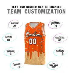 Orange Ice Cream Element Pattern Basketball Kits 4