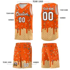 Orange Ice Cream Element Pattern Basketball Kits 5