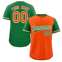Orange Kelly Green Color Block Raglan Baseball Jersey