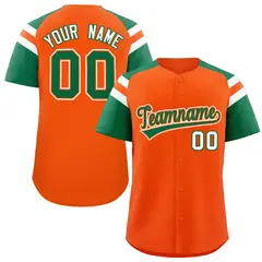 Orange Kelly Green Contrast Raglan Baseball Jersey 1