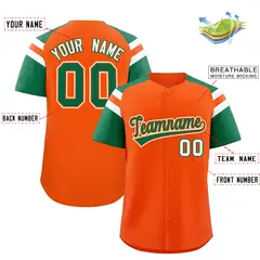 Orange Kelly Green Contrast Raglan Baseball Jersey 2